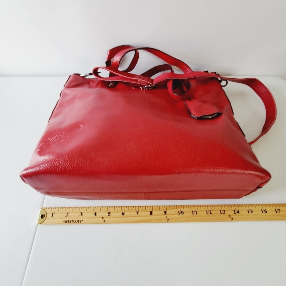Cannci Soft Pebbled Leather Oversized Shoulder Bag Studded Large Red Tote Spring - Picture 10 of 16